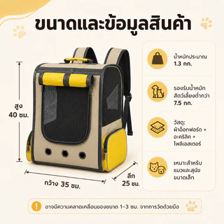 พร้อมส่ง กระเป๋าแมว เป้ใส่แมว เป้สัตว์เลี้ยง 10KG ใบใหญ่มาก พับเก็บได้ สะพายหลังขนาดใหญ่เดินทางสะดวก