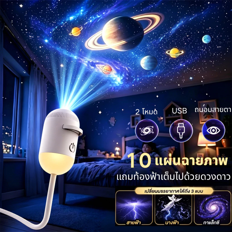 TechVibeโปรเจคเตอร์แสงดาวขนาดเล็ก สำหรับห้องนั่งเล่น ห้องนอน งานแต่งงาน ไฟกลางคืนสำหรับนอนหลับ ป้อนอาหารเด็ก ปกป้องดวงตา