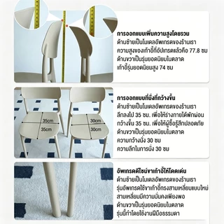 BA (ซื้อ 1 แถม 1 ) เก้าอี้กินข้าว พนักพิงหลังโค้ง พลาสติก ไม่ต้องต่อประกอบ รับน้ำหนักได้ 200kg เก้าอี้ทำงาน