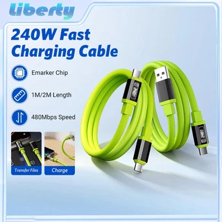 240W สายชาร์จเร็ว สายชาร์จ type c TO C แท็บเล็ต คอมพิวเตอร์ สายซิลิโคนป้องกันการงอ 1/1.5/2เมตร