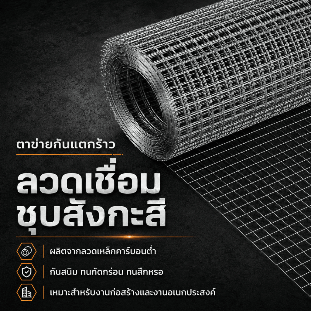 ตาข่ายกันแตกร้าว เบอร์40 ตาข่ายลวดชุบสังกะสี 1ม. ใช้ฉาบปูน เสริมผนัง ทนสนิม แข็งแรงใช้นาน ใช้งานสะดวก