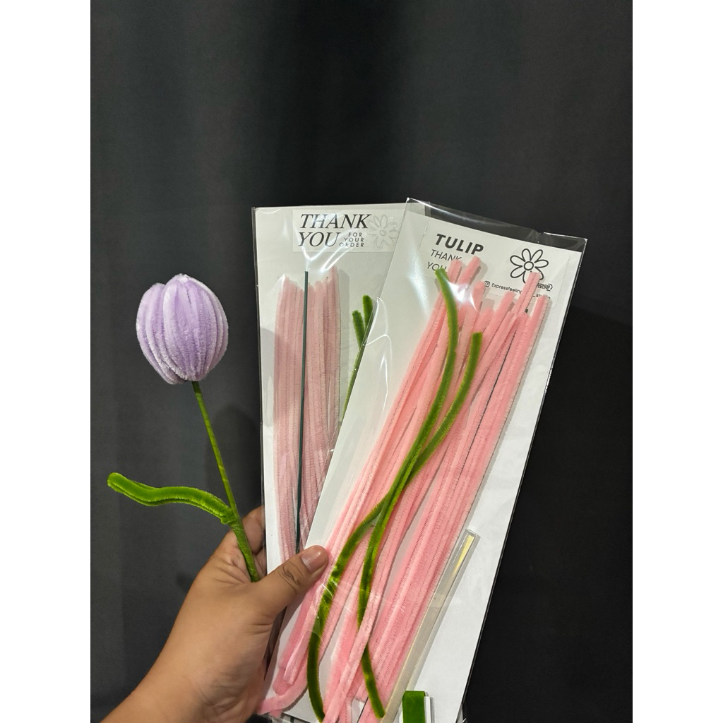 ดอกทิวลิป เซตอุปกรณ์ดอกไม้ DIY จากลวดกำมะหยี่ สามารถทำเองได้