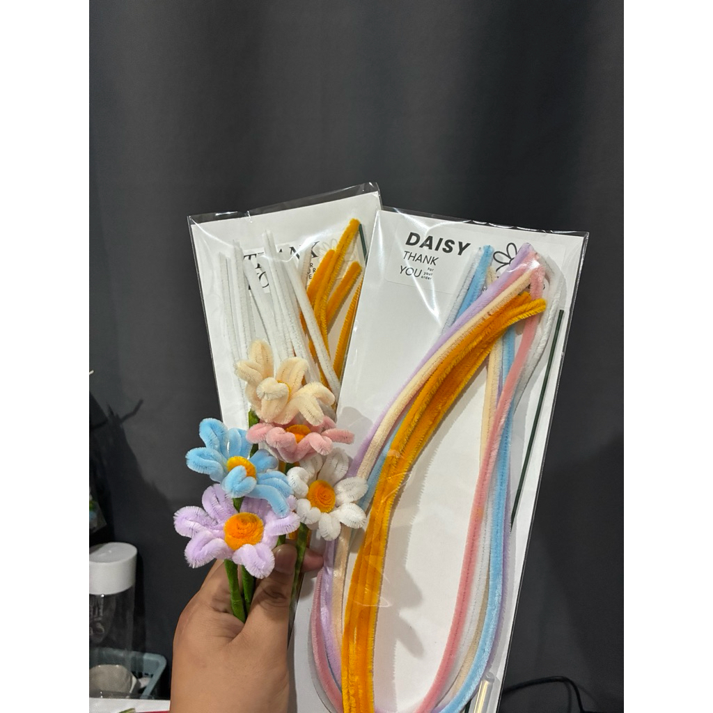 ดอกเดซี่ เซตอุปกรณ์ดอกไม้ DIY จากลวดกำมะหยี่ สามารถทำเองได้