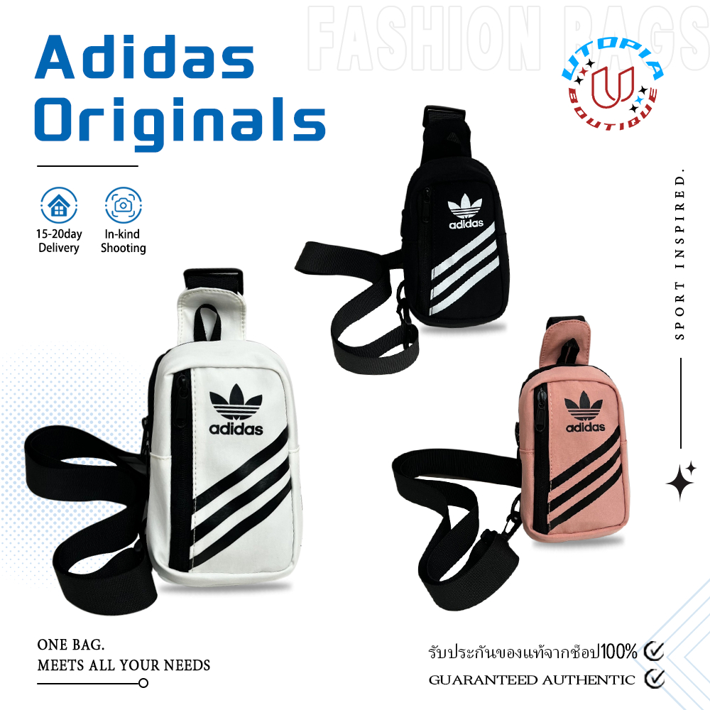 ✨รับหิ้วของจากเกาหลี👜【ของแท้ 100%】 ADIDAS ORIGINALS BAG 🌟 กระเป๋าสะพายข้าง White/Black/Pink