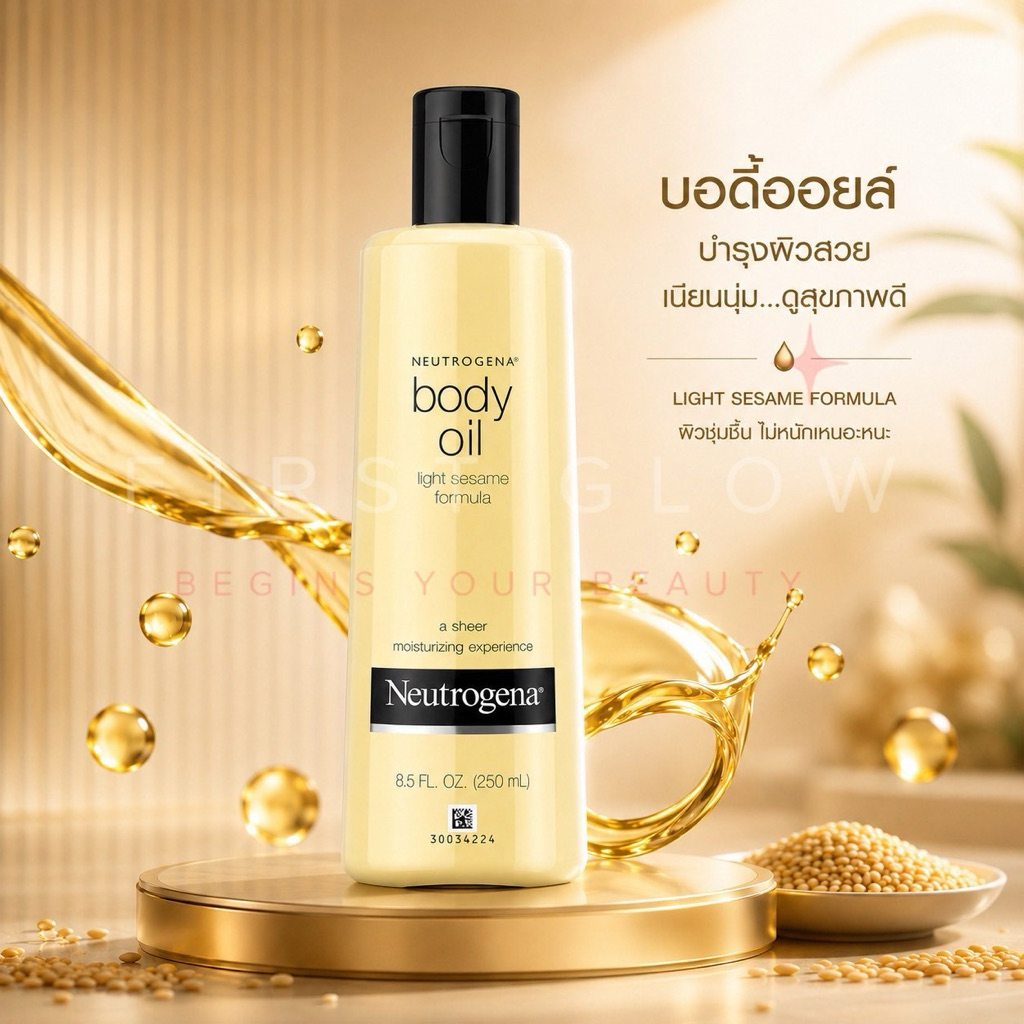 Neutrogena Body Oil Light Sesame 250 ml.นูโทรจีนา บอดี้ ออยล์ ไลท์ เซซามี่ 250 มล.