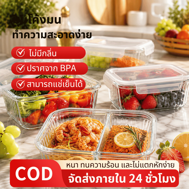 3-Piece Glass Lunch Box Set Microwaveable Gift Bowl Rectangular Lunch Box Black Amber