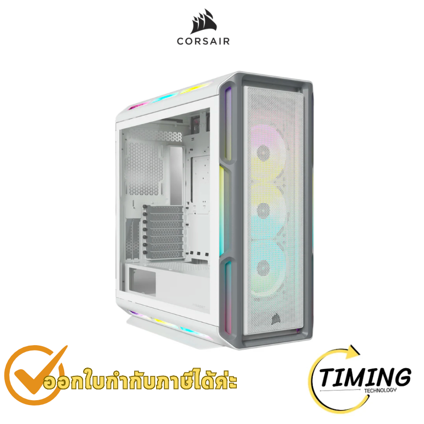 เคสคอมพิวเตอร์ Corsair iCUE 5000T RGB White (ICUE-5000T-RGB-WH) Mid-Tower มีไฟ RGB ประกันศูนย์