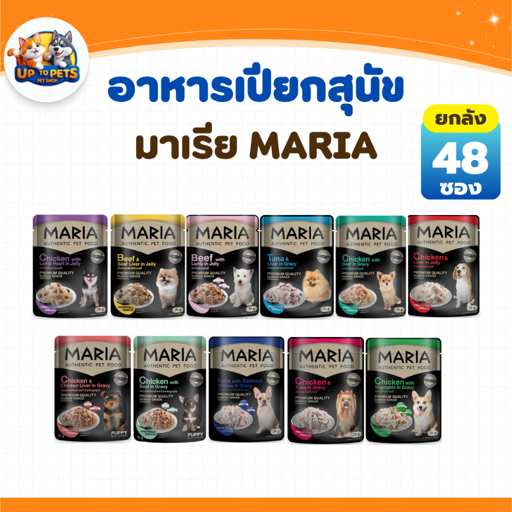 (ยกลัง - 48 ซอง) Maria มาเรีย อาหารเปียกสุนัขเกรดพรีเมี่ยม