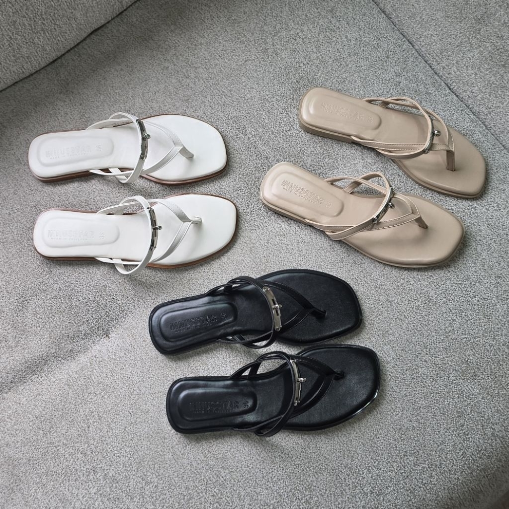 OHODOODEE "Minimalist Silver Bar" รองเท้าแตะหูหนีบเสริมอะไหล่เงินสไตล์เกาหลี  JJ0S2