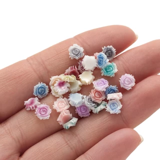 50 ชิ้น ลูกปัดดอกไม้เรซิ่น 6/8mm ดอกคามิเลีย ดอกกุหลาบ สําหรับตกแต่งเล็บ DIYใช้ในการทำเครื่องประดับ