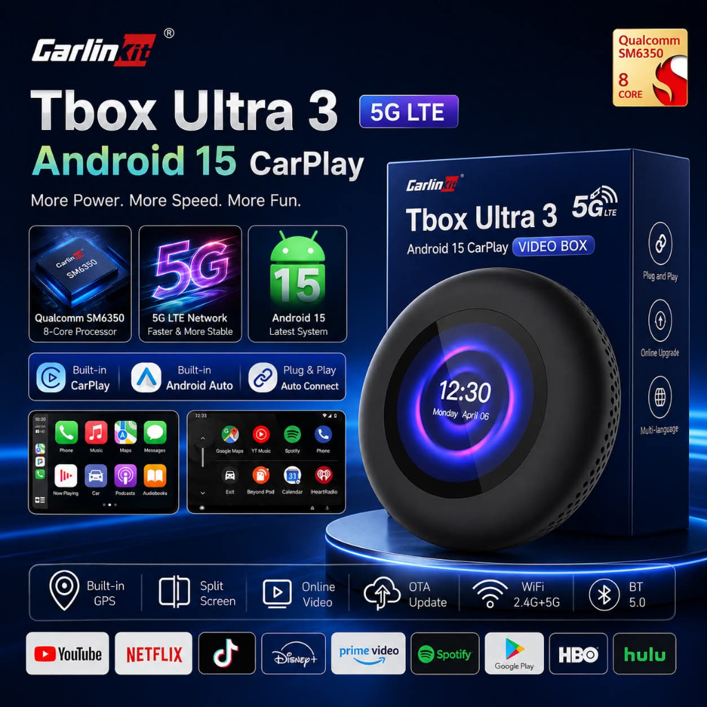 Carlinkit Tbox Ultra 3 AI Box Android 15 พร้อม CarPlay ไร้สาย รองรับ YouTube Netflix
