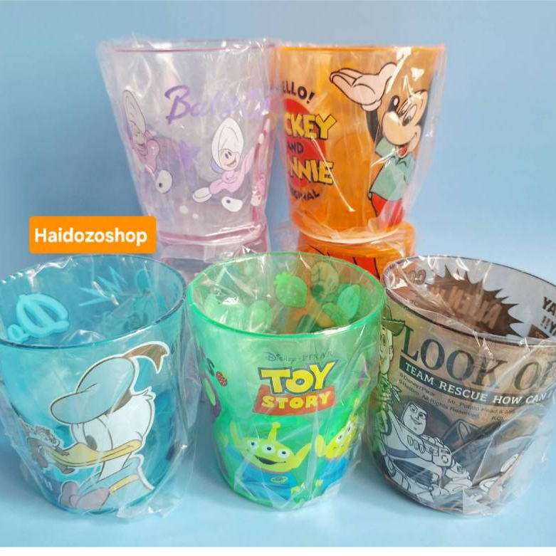 Disney Clear Glass แก้วน้ำพลาสติกสำหรับเด็ก สีพาสเทลสดใส  ลิขสิทธิ์แท้จากดีสนีย์ญี่ปุ่น  สินค้าพร้อมส่งจากไทย