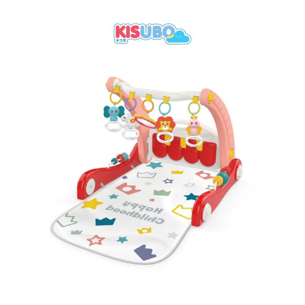 KISUBO เพลยิมเด็ก เพลยิมเปียโน เสริมพัฒนาการเด็ก ลายการ์ตูน  2 in 1  พร้อมจัดส่ง