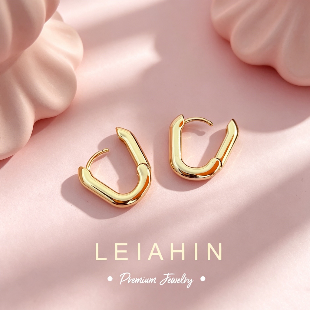 LEIAHIN แหวนทองคำต่างหูผู้หญิงอุปกรณ์เสริมประจำวัน ดีไซน์ทันสมัย ใส่ง่าย 78e
