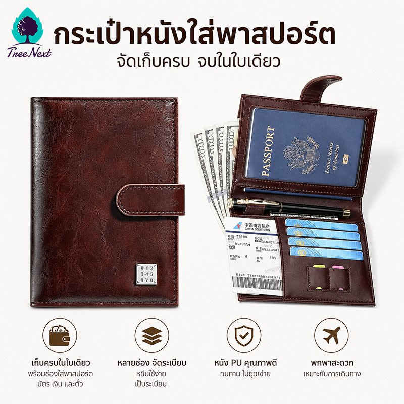 ซองใส่พาสปอร์ต เคสพาสปอร์ต ปกพาสปอร์ต PU หลายช่อง กันน้ำ พกพาสะดวก สำหรับเดินทาง