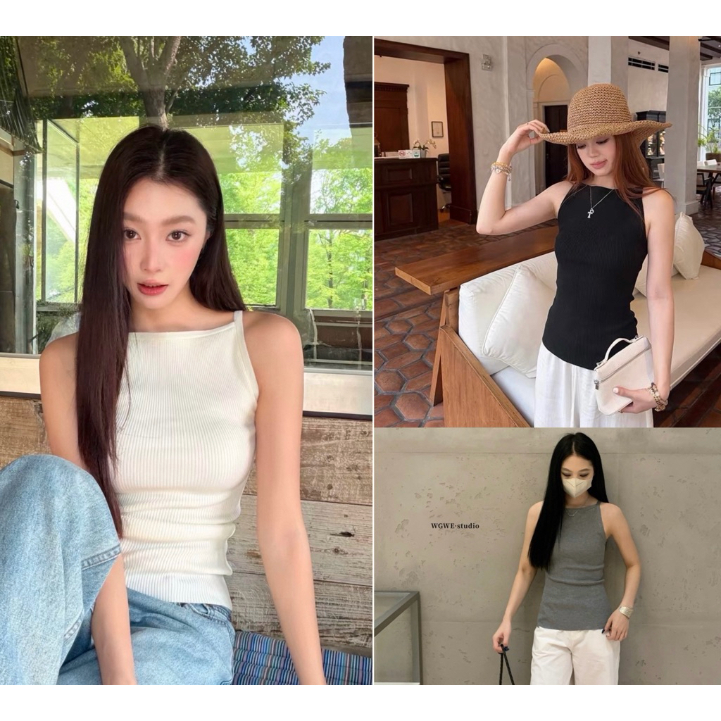 10027# เสื้อกล้ามไหมพรมร่องละเอียด เนื้อนุ่ม ไม่บาง ใส่สบายตลอดวัน ทรงเว้าไหล่สุดคลาสสิกที่ส่ตอนไหนก็รอด TAG WG.WE
