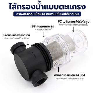 （COD）ตัวกรองตะกอนน้ำพลาสติก 1/2 3/4นิ้ว 100Mesh กรองน้ำก่อนเข้าระบบ ใช้กับท่อน้ำ ปั๊มน้ำ งานสวน เกษตร ถอดล้างได้ ใช้ง่าย