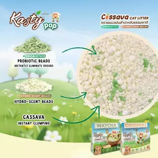 แคสตี้ ป๊อป ทรายแมว Kasty pop Cassava cat litter ทรายแมวมันสำปะหลัง ไม่แตกง่าย ไม่ติดกระบะ