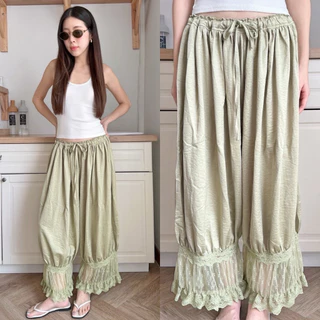 Harem Bohemian x lace pant” กางเกงฮาเรมสไตล์โบฮีเมี่ยน ขากระบอกใหญ่ เอวยางยืดมีเชือกรูด