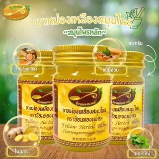 ยาหม่องเหลือง ยาหม่อง ยาหม่องเหลืองสมุนไพร 40 กรัม ช้อนทองมงคล แก้ปวดเมื่อยร่างกาย กล้ามเนื้อต่างๆ
