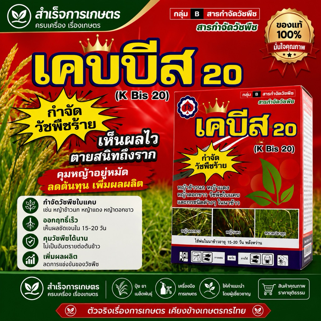 เคบีส 20 บิสไพริแบก-โซเดียม (แถมสารจับใบ)