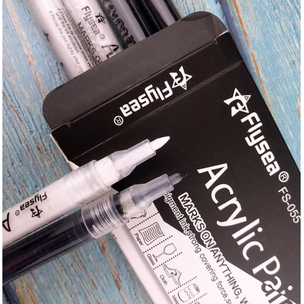 พร้อมส่ง🇹🇭Flysea ปากกาอะคริลิค 22สี หัวพิเศษ 0.7mm เขียนได้หลายพื้นผิว