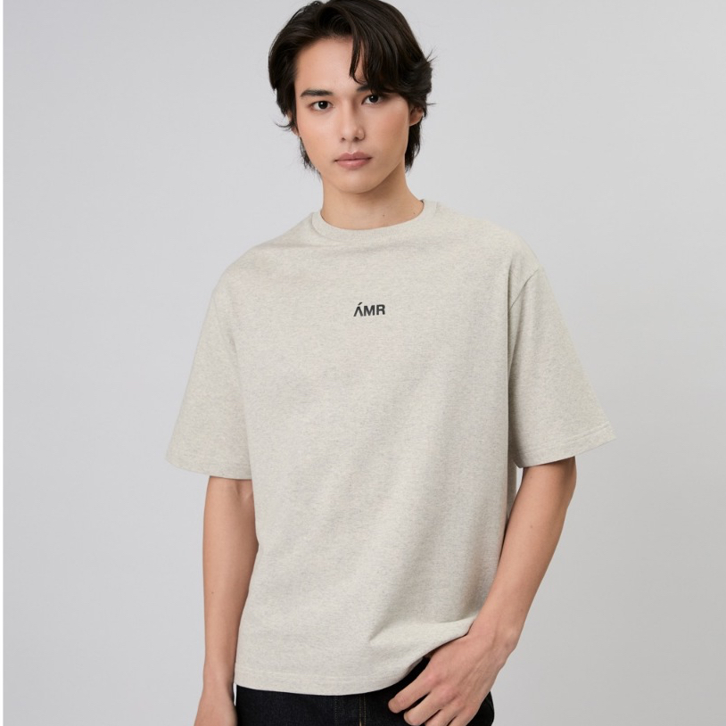 AMR DE SAISON ( AIMER ) - AMR Mini Logo French Terry T-Shirt เสื้อยืดโอเวอร์ไซส์ สกรีนลาย โลโก้เล็ก