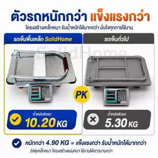 รถเข็นของ พื้นเหล็ก 4 ล้อ รถเข็นพับได้ รับน้ำหนัก 1 ตัน ล้อยางใหญ่ แข็งแรง เข็นลื่น ใช้ในโกดัง งานขนย้าย