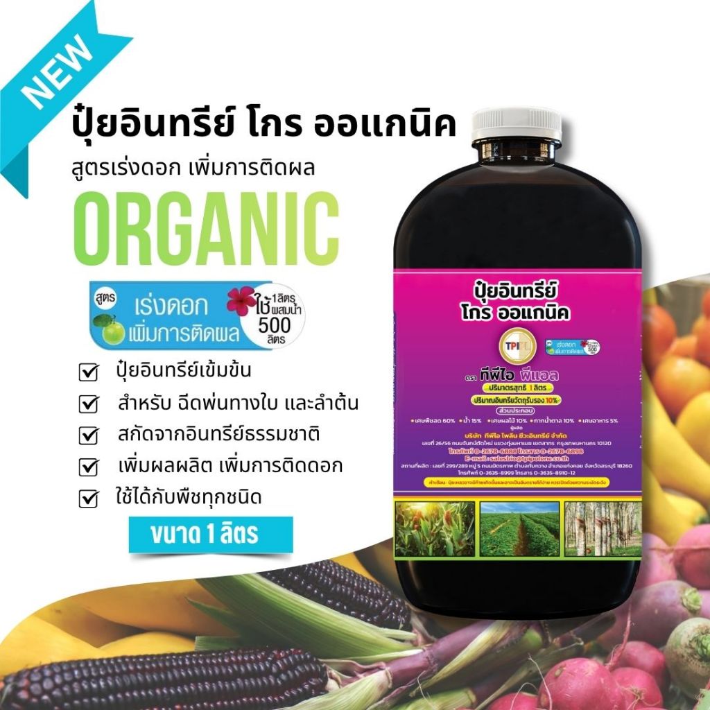 (โฉมใหม่)ปุ๋ยม่วงTPI สูตรเร่งดอก เพิ่มการติดผลผลิต  ปุ๋ยม่วง(โกร ออแกนิค) สกัดจากอินทรีย์ธรรมชาติ สินค้าคุณภาพจาก TPIPL