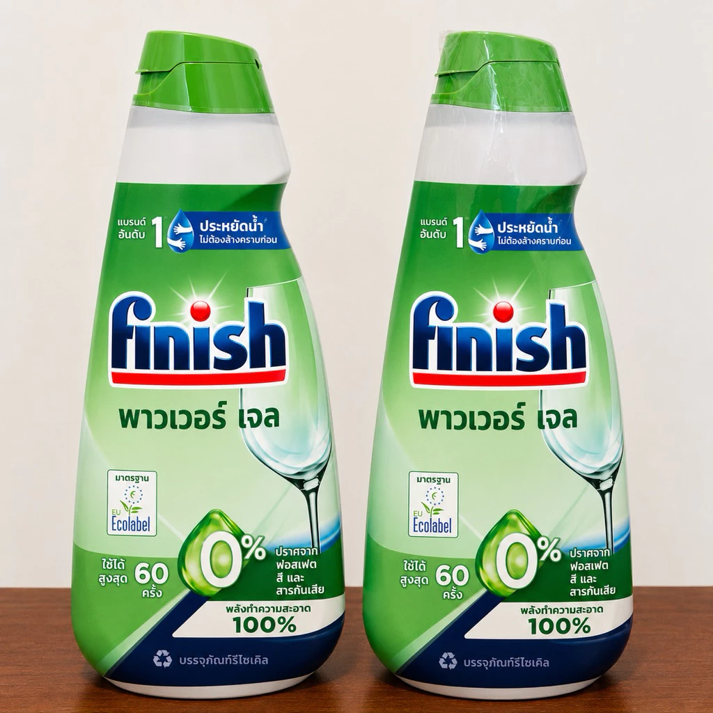 Finish Power Gel 0% น้ำยาสำหรับเครื่องล้างขวดนมและเครื่องล้างจาน สูตรอ่อนโยน ขนาด 900ml