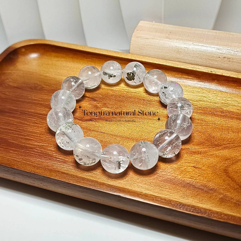 สร้อยข้อมือ หินไพไรต์อินควอตซ์ (Pyrite in Quartz) "หินแห่งการขยายพลังและความบริสุทธิ์"