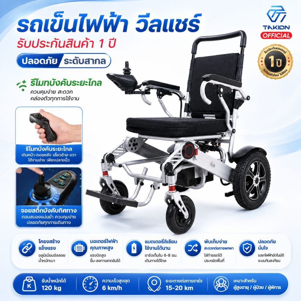 รถเข็น ไฟฟ้า วีลแชร์ไฟฟ้า Wheelchair รถเข็นผู้สูงอายุไฟฟ้า