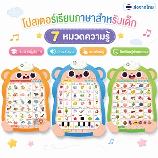 กราฟิกเสียงเด็กปฐมวัย 7 ชุด สระ พยัญชนะ ตัวเลข สัตว์ ผลไม้ หนังสือจิ้มอ่าน ภาษาไทย สำหรับเด็ก 3-5 ปี
