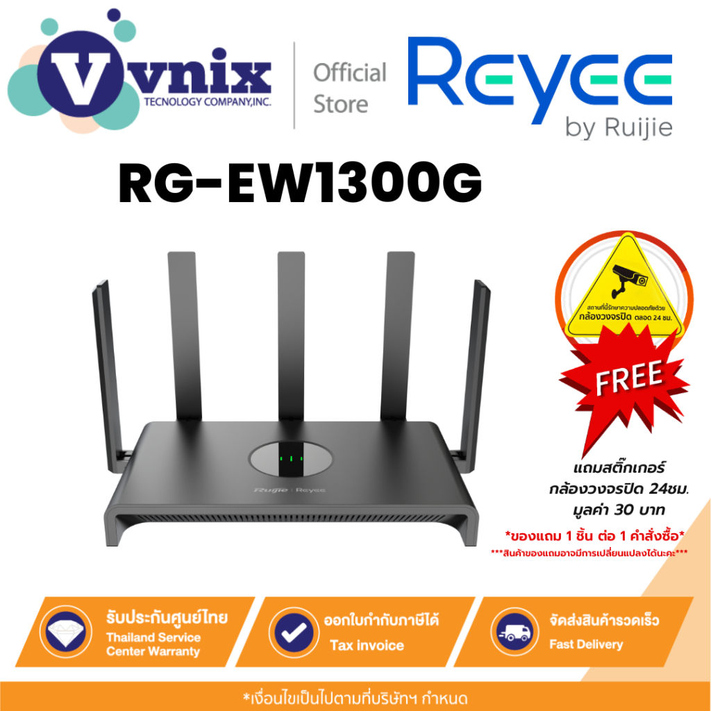 Reyee RG-EW1300G เราเตอร์ไร้สายความเร็วระดับกิกะบิตแบบสองย่านความถี่ มาตรฐาน 1300M By Vnix Group