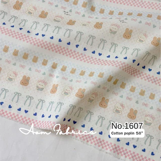 Aom Fabrics🌷ผ้าคอตตอนป๊อปลินลายดอก No.1602-1607 น่ารักมาก ผ้านิ่ม หน้ากว้าง 58 นิ้ว ผ้าเมตรนำเข้า พร้อมส่ง