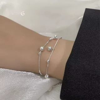 GLAMOR✨กำไลข้อมือเงินแท้ Lily Bells กำไลข้อมือลายดอกลิลลี่แห่งหุบเขาแบบสองชั้น ข้อมือเงินแท้
