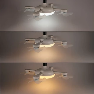 MIMI ไฟพัดลมเพดาน LED 2ใน1 ขั้วE27 มีรีโมทปรับ3สปีด 3สีแสง พับได้ ติดตั้งง่ายใช้ในห้องเรียนห้องนอน