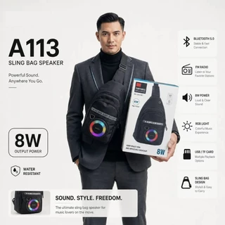 กระเป๋าสะพายลำโพง กันฝน Bluetooth RGB รุ่น A113 เสียงดัง เบสแน่น รองรับ USB/TF Card Bluetooth speaker
