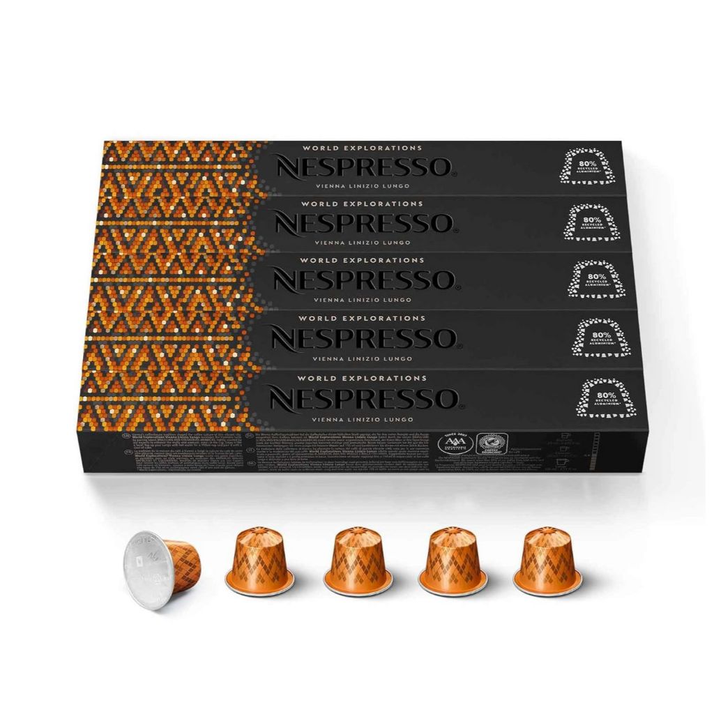 Nespresso VIENNA LINIZIO LUNGO Ground Coffee เนสเพรสโซ เวียนนา ลินนิซิโอ ลุงโก แคปซูลกาแฟ 50 Capsule