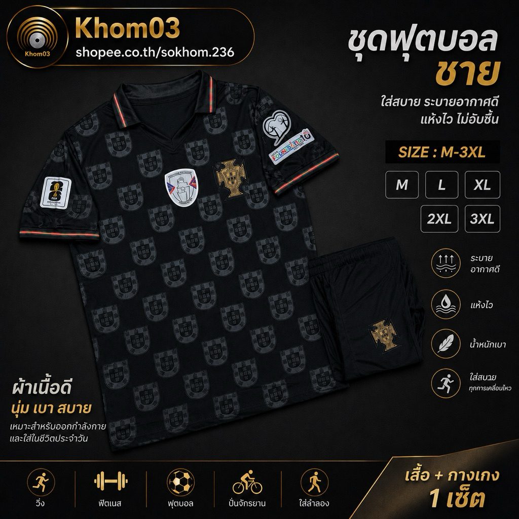 ชุดฟุตบอลฤดูกาล 2026/2027 ผลิตจากผ้าโพลีเอสเตอร์ ซึ่งระบายอากาศได้ดีและสวมใส่สบาย