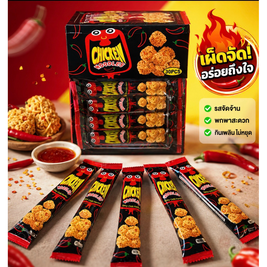 มาม่าก้อนรสไก่เกาหลีชิคเก้นกล่อง30ชิ้น มาม่าก้อนกินเล่นรสไก่เกาหลี พร้อมส่ง