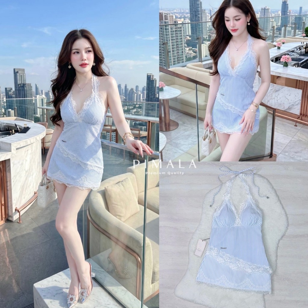 Pimala เซ็ทเสื้อผ้าลายฟ้าน่ารัก-กระโปรง