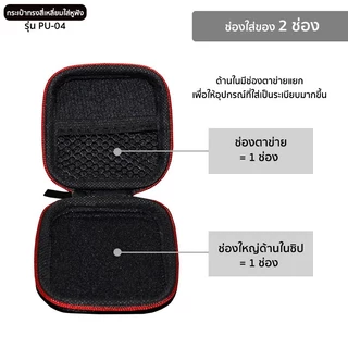 กระเป๋าทรงสี่เหลี่ยมสำหรับใส่หูฟัง รุ่น PU-04 ลายเคฟล่าสีดำ Mini earphone bag แบบซิปรูด ช่วยกันกระแทก ใส่เหรียญ