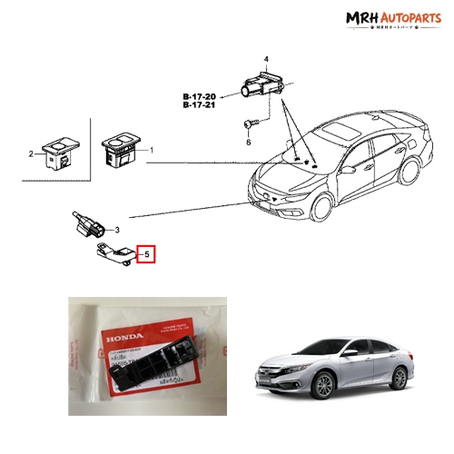 ขาพลาสติกล็อคเซ็นเซอร์บริเวณคานกันชนหน้า Honda Civic FC 2016-2020 แท้ศูนย์จำนวน 1 ชิ้น