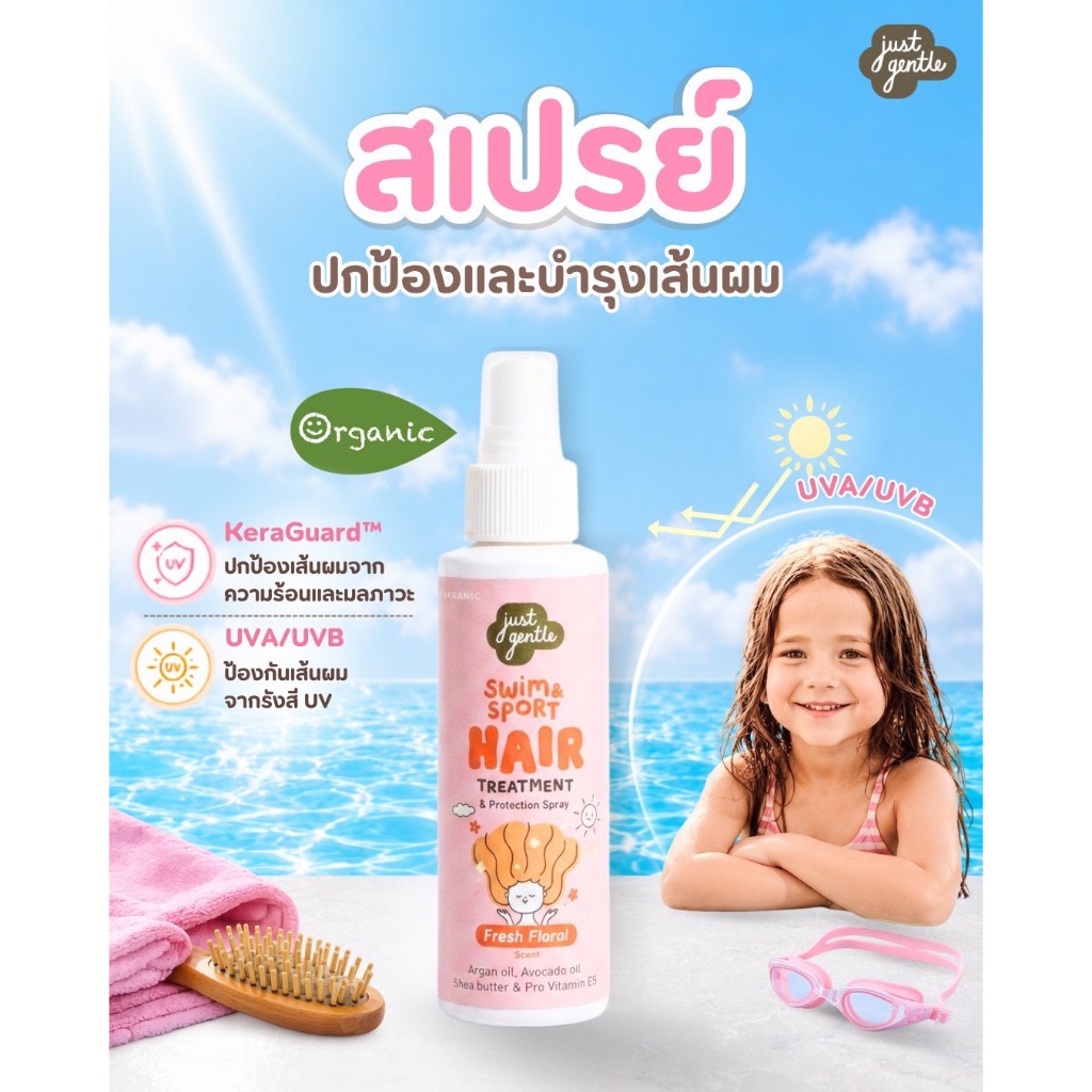 [Official Store] สินค้าแนะนำ Just Gentle Hair Treatment & Protect Spray สเปรย์ปกป้อง และบำรุงเส้นผม