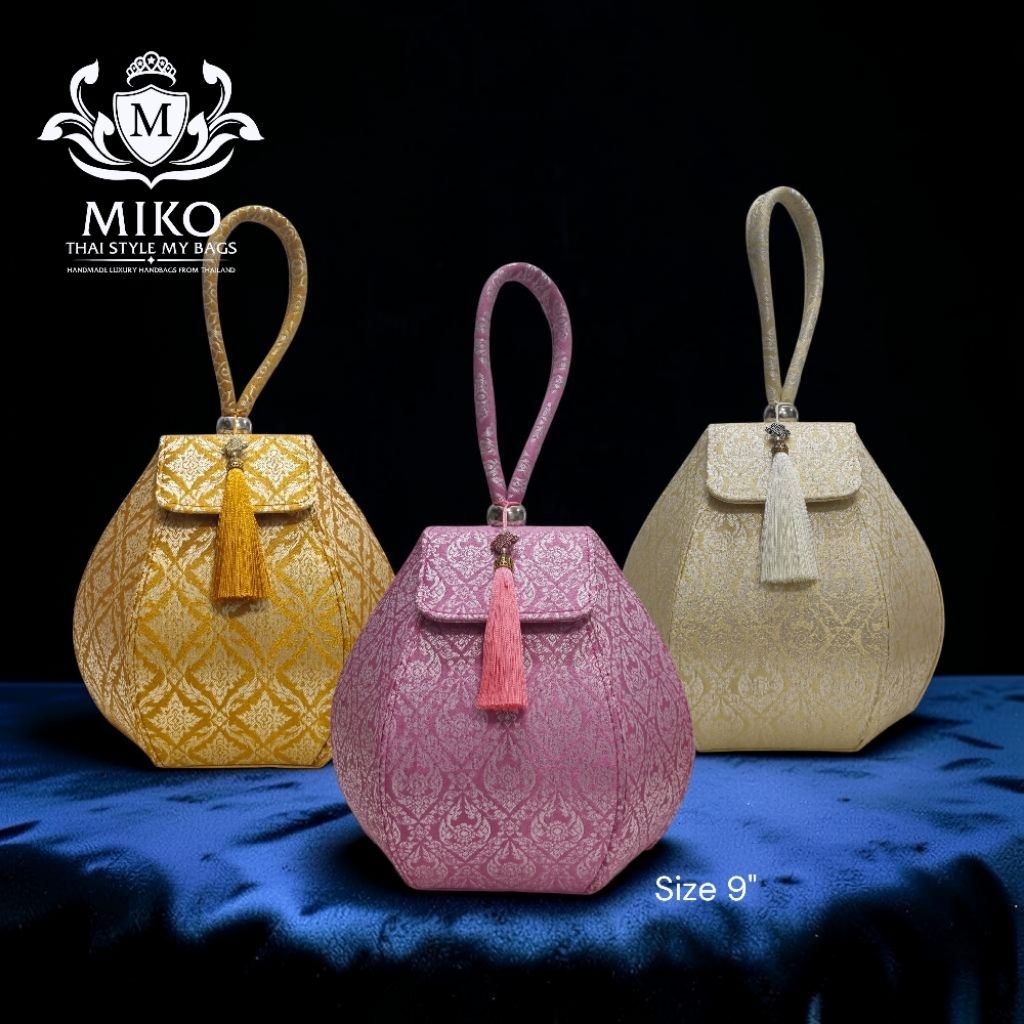 Miko 's bags กระเป๋าถือคล้องมือ ทรงน้ำเต้า ถุงทองเรียกทรัพย์