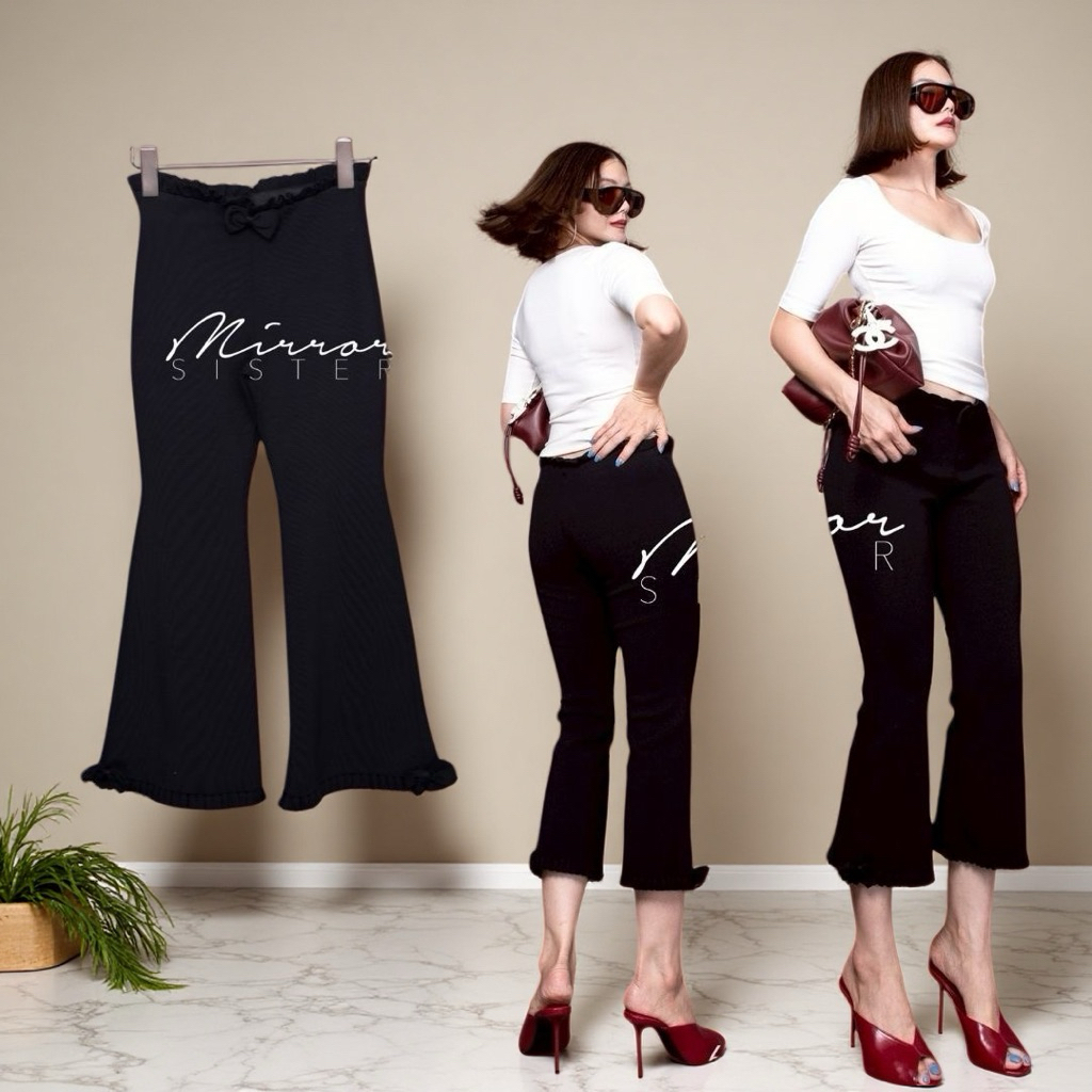 MirrorsisteR 60618.7 กางเกงผ้าร่อง ดีไซน์ปลายขาบานเล็กน้อย