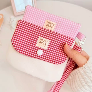 Tottty wallet bag l กระเป๋าใส่สตางค์ ใส่บัตร สีพาสเทลสไตล์เกาหลี พร้อมสายคล้องข้อมือ สำหรับเงินสดและเหรียญ