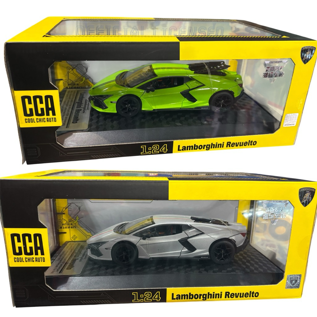 รถLamborghini Revuelto(งานเหล็กCCA)สเกล1:24 มีเสียงมีไฟประตูเปิด/ปิดได้รายละเอียดสวยสมจริงเป็นงานโมเดลตั้งโชว์ได้