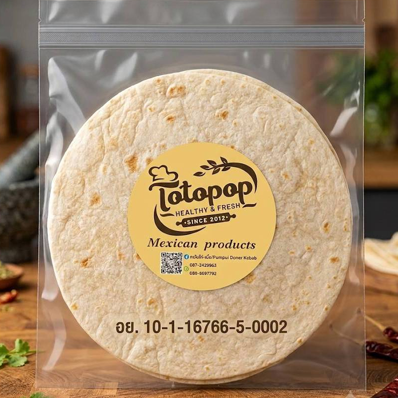 แป้งตอ​ร์ติ​ญ่า​ขนาด​ 7 นิ้ว​แป้งเคบับ20แผ่น (Flour Tortilla 7​ Inch)